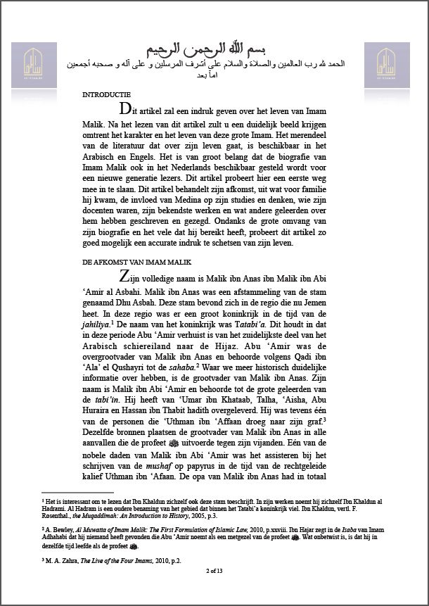 Imam Malik biografie al Risaalah